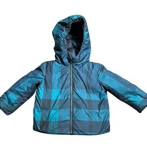 Burberry children duck down puffer jacket toddler 18 mo plaid zip front 60g